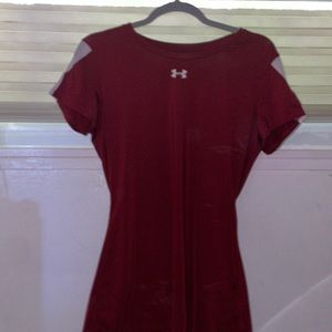 Red UnderArmour shirt